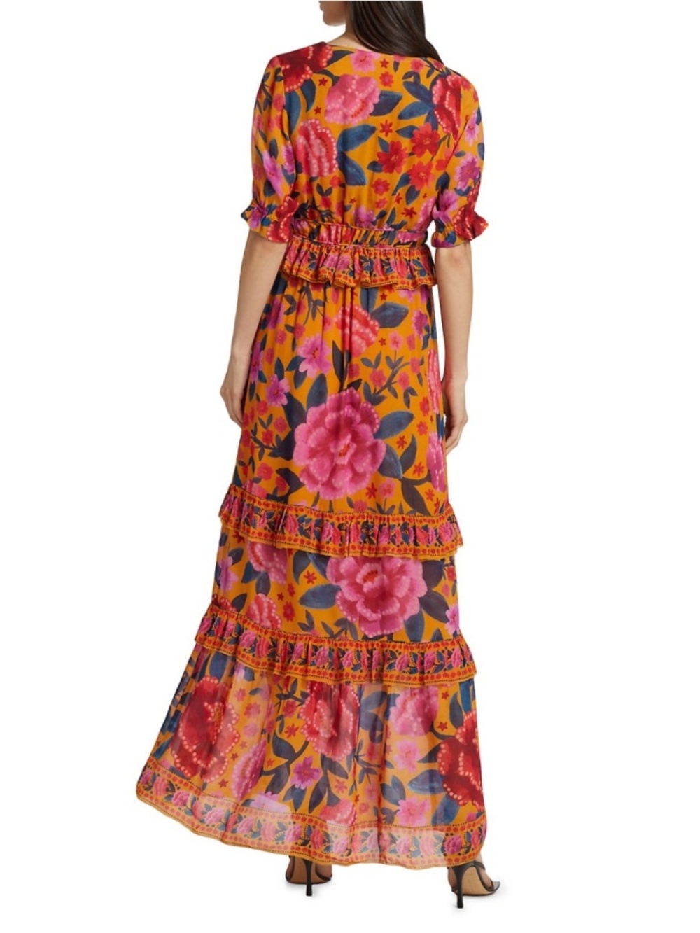 NEW Farm Rio Floral Dream Maxi Dress Floral Dream Yellow Small - Picture 5 of 16